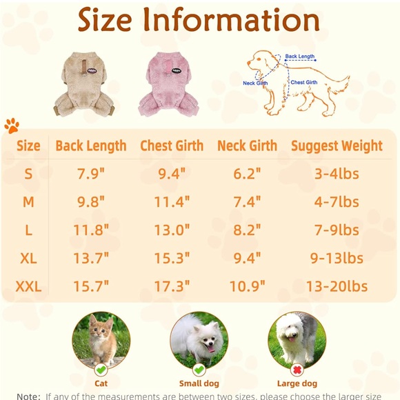 2 Pack Fuzzy Dog Cat Pajamas Small Warm Puppy Onesie Cats Pet Clothing Dogs - Picture 3 of 8